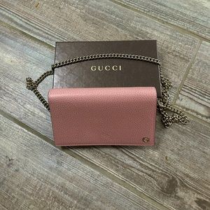 Authentic Gucci Pink Marmont Wallet on a Chain.